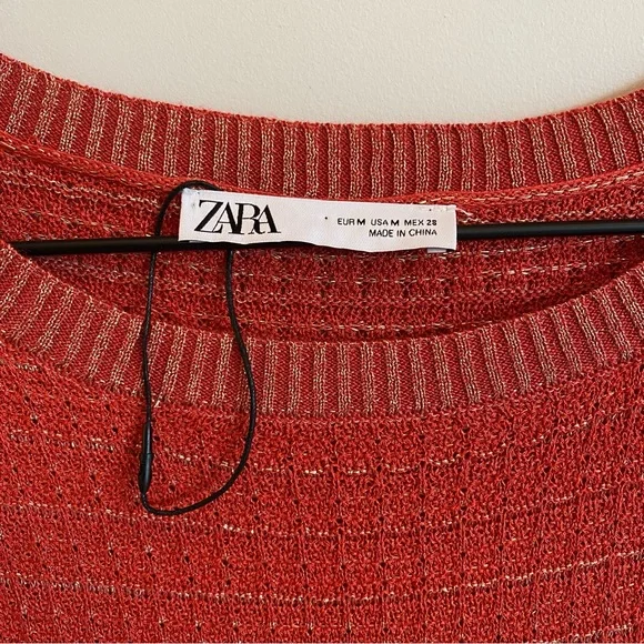 ZARA Red Orange Knit Shift Mini Dress - Picture 4 of 8